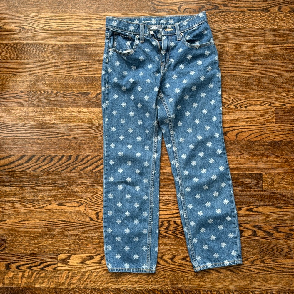 Old Navy daisy slouchy straight jeans